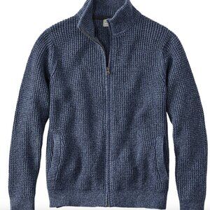 Men's Organic Cotton Waffle Sweater, Full Zip | Large Tall